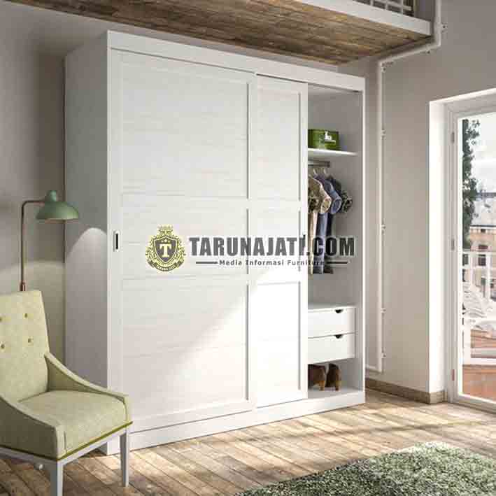 Lemari pakaian pintu 2 model sliding warna putih