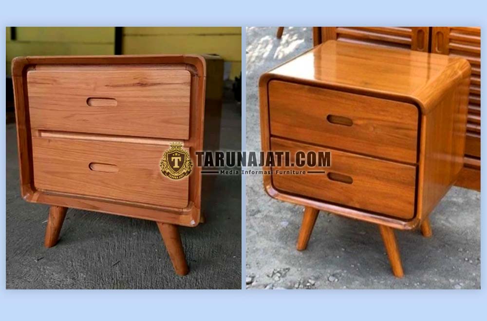 Nakas Minimalis Kayu Jati Retro 2 Laci 3