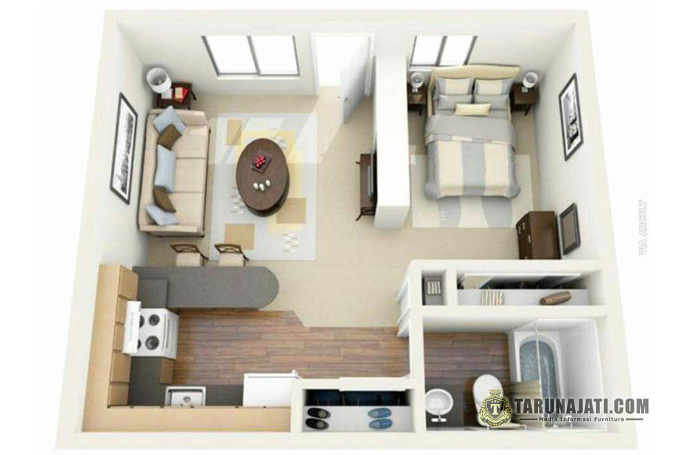 Desain Rumah 1 Kamar Minim Penyekat